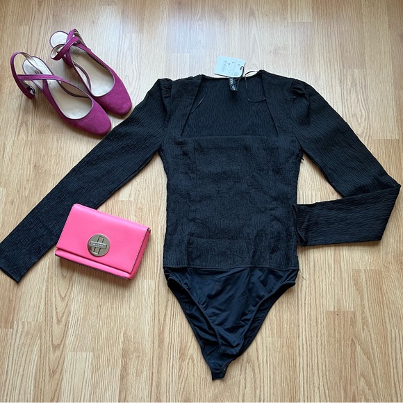 NWT Zara square neck textured long sleeve bodysuit - Picture 8 of 11